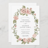 Romantische Vintage Rosenhochzeit Einladung (Vorne/Hinten)