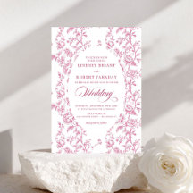 Romantische Vintage-Rosenmuster-Hochzeitseinladung