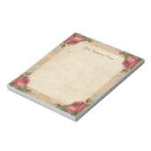 Romantische Vintage Rote Rose Grenze Notizblock (Rotiert)