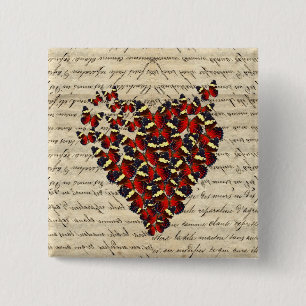 Romantische Vintage-Schmetterlinge Button