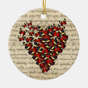 Romantische Vintage-Schmetterlinge Keramikornament