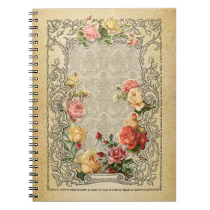 Romantische Vintage Sculpted Art-Rosen Notizblock
