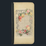 Romantische Vintage skulptierte Rose Samsung Galaxy S5 Geldbeutel Hülle<br><div class="desc">Ebenen von schönen Rose in Pastelltönen von Rosa,  Gelb und Pfirsich in einem dimensionalen verzierten gravierten rustikalen Blumenrahmen auf einem ecru Damast Hintergrund. Anmerkung: Skulptierte,  eingravierte,  geprägte und dimensionale Effekte,  geschichtete,  gealterte oder erodierte Erscheinung,  Texturen und Schatten digital erzielt. Das eigentliche Produkt hat eine flache Oberfläche.</div>