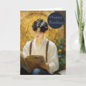 Romantische Vintage Stilkunst des Lesens Karte (Vorderseite)