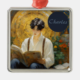 Romantische Vintage Stilkunst des Lesens Ornament Aus Metall