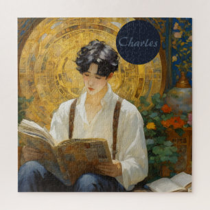 Romantische Vintage Stilkunst des Lesens Puzzle