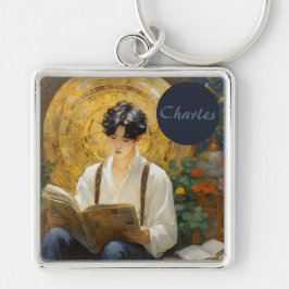 Romantische Vintage Stilkunst des Lesens Schlüsselanhänger