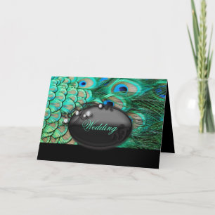 romantische vintage türkise blaue Pfauenhochzeit Einladung