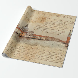 Romantische Vintage Venedig-Kunstwerke mit Skript Geschenkpapier