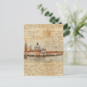 Romantische Vintage Venedig-Kunstwerke mit Skript Postkarte