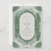 Romantische Vintage Waldlandschaft mit Bergen Einladung (Vorderseite)