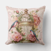 Romantische Vintage Wasserfarbe Blumengeburt Kissen (Vorderseite)