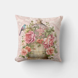 Romantische Vintage Wasserfarbe Blumengeburt Kissen