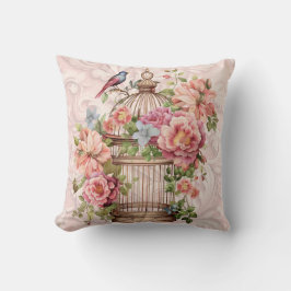 Romantische Vintage Wasserfarbe Blumengeburt Kissen