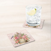 Romantische Vintage Wasserfarbe Blumengeburt Rechteckiger Pappuntersetzer (Vor Ort)