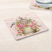 Romantische Vintage Wasserfarbe Blumengeburt Rechteckiger Pappuntersetzer (angewinkelt)