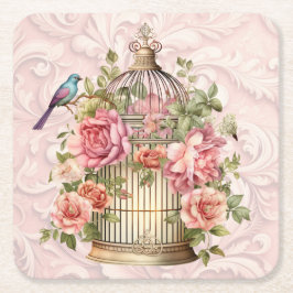 Romantische Vintage Wasserfarbe Blumengeburt Rechteckiger Pappuntersetzer