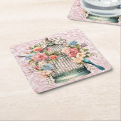 Romantische Vintage Wasserfarbe Blumengeburt Rechteckiger Pappuntersetzer (angewinkelt)