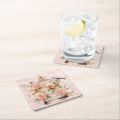 Romantische Vintage Wasserfarbe Blumengeburt Rechteckiger Pappuntersetzer (Vor Ort)