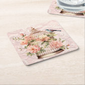 Romantische Vintage Wasserfarbe Blumengeburt Rechteckiger Pappuntersetzer (angewinkelt)