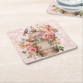 Romantische Vintage Wasserfarbe Blumengeburt Rechteckiger Pappuntersetzer (angewinkelt)