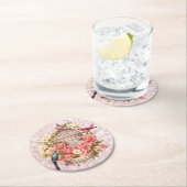 Romantische Vintage Wasserfarbe Blumengeburt Runder Pappuntersetzer (Vor Ort)