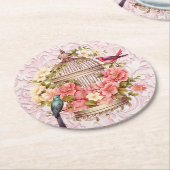 Romantische Vintage Wasserfarbe Blumengeburt Runder Pappuntersetzer (Angewinkelt)