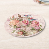 Romantische Vintage Wasserfarbe Blumengeburt Runder Pappuntersetzer (Angewinkelt)