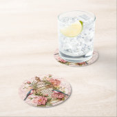 Romantische Vintage Wasserfarbe Blumengeburt Runder Pappuntersetzer (Vor Ort)