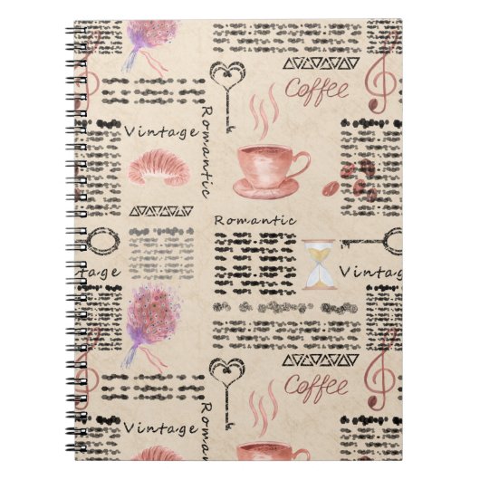 Romantische Vintage Zeitung Notizblock (Vorderseite)