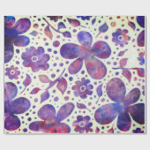 Romantische violette Blume und Blätter Originelle  Geschenkpapier (Flach)
