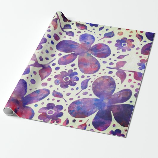 Romantische violette Blume und Blätter Originelle  Geschenkpapier (Ungerollt)