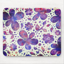 Romantische violette Blume und Blätter Originelle  Mousepad