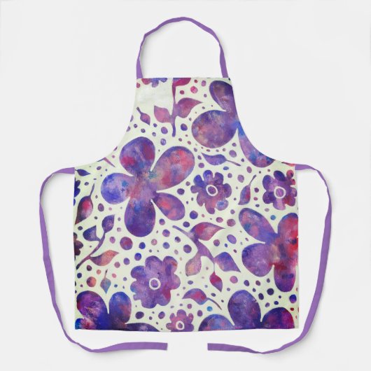 Romantische violette Blume und Blätter Originelle Schürze (Vorderseite)