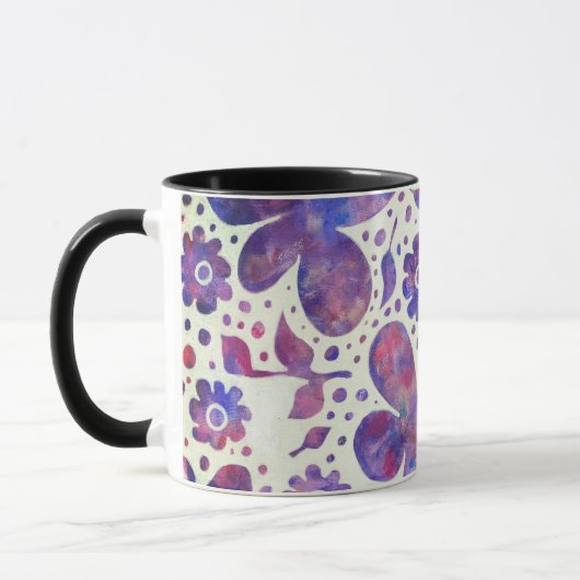 Romantische violette Blume und Blätter Originelle  Tasse (Links)