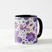 Romantische violette Blume und Blätter Originelle  Tasse (VorderseiteRechts)
