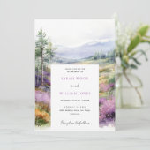 Romantische violette Blume und Waldhochzeiten Einladung (Stehend Vorderseite)