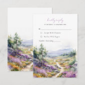 Romantische violette Blume Waldhochzeit RSVP Card Begleitkarte (Vorne/Hinten)