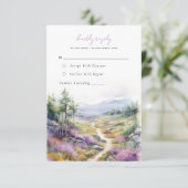 Romantische violette Blume Waldhochzeit RSVP Card Begleitkarte (Stehend Vorderseite)