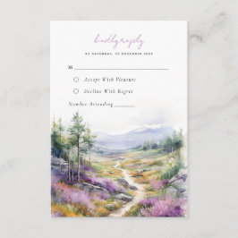 Romantische violette Blume Waldhochzeit RSVP Card Begleitkarte