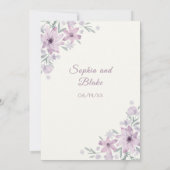 Romantische violette Blumen Blütencreme Einladung (Rückseite)