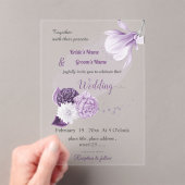 romantische violette Blumen botanische Hochzeit Acryleinladungen (Insitu (Handheld))
