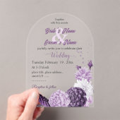 romantische violette Blumen botanische Hochzeit Acryleinladungen (Insitu (Handheld))
