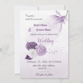 romantische violette Blumen botanische Hochzeit Einladung (Vorderseite)