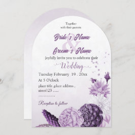 romantische violette Blumen botanische Hochzeit Einladung