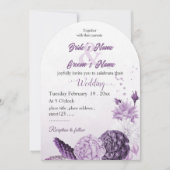 romantische violette Blumen botanische Hochzeit Einladung (Vorderseite)