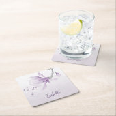 romantische violette Blumen botanische Hochzeit Rechteckiger Pappuntersetzer (Vor Ort)