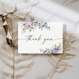 Romantische violette Blumen Brautparty-Einladung f Dankeskarte
