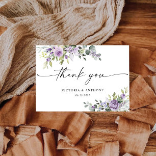 Romantische violette Blumen Brautparty-Tischdecke Dankeskarte