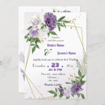 romantische violette Blumen geometrische Hochzeit